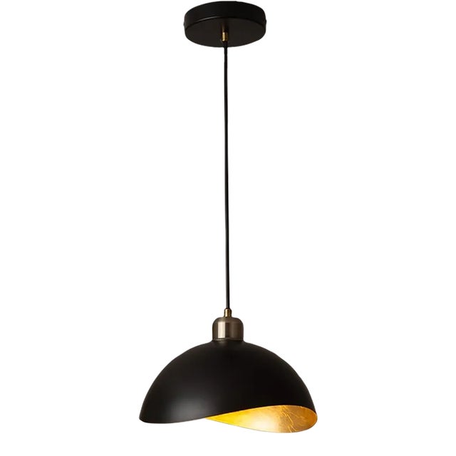 Luna Bella Pendant Light Small - Matte Black, Weathered Brass For Sale