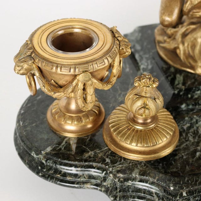 Bronze & Marble Inkwell attributed to Jean-Marie Pigaltary, France, 19th Cennury For Sale - Image 12 of 14
