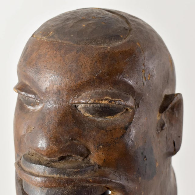 African Early 20th Century Makonde Wood Carved Helmet Mask Tanzania For Sale - Image 3 of 9