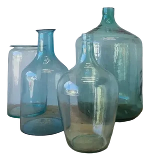 Vintage Glass Bottles and Vases, 1940s, Set of 4