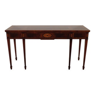 Hekman Furniture Flame Mahogany Inlaid Console Table Sideboard Huntboard For Sale
