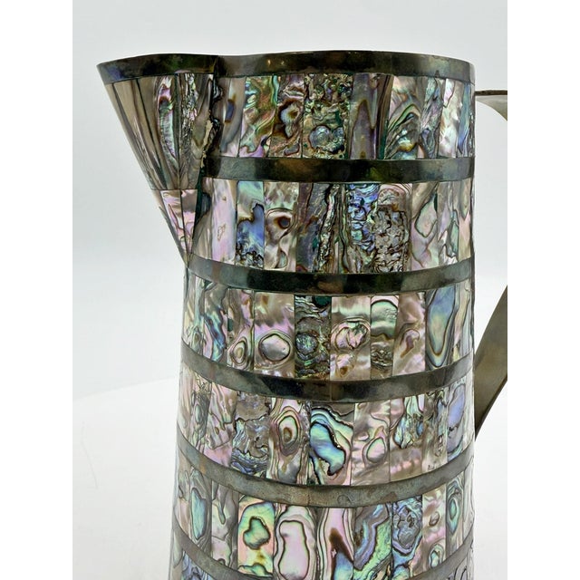 1950s Alfredo Villasana Taxco Brass & Abalone Pitcher and Tumblers - Set of 5 For Sale - Image 12 of 18