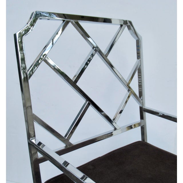 DIA - Design Institute America C.1970's MCM Milo Baughman Design for D. I. A. (Design Institute for America) Chrome Chippendale-Style Desk, Arm Side Chair For Sale - Image 4 of 12