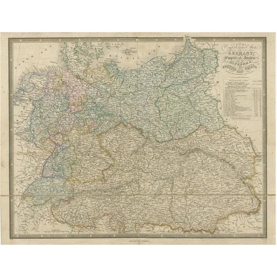 Antique Map of Germany with the Empire of Austria by Wyld, 1845 | Chairish