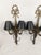 Vintage Ornate Gold-Tone Two-Light Wall Sconces With Shades - Pair For Sale - Image 9 of 18