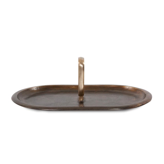 Modern Golden Ore Oval Tray With Handle For Sale - Image 3 of 7