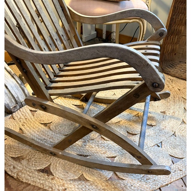 Antique Wood Chair - Rocking Chair Likely for an Old Ocean Liner For Sale - Image 4 of 6