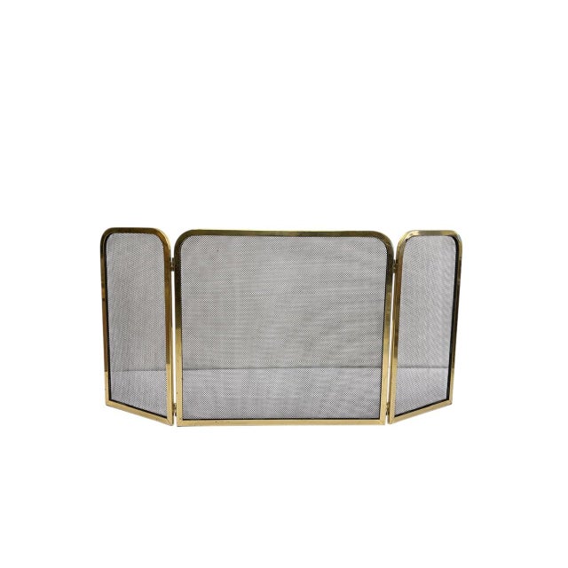 Metal Foldable Fireplace Screen in Brass and Wire Mesh, 1970s For Sale - Image 7 of 7