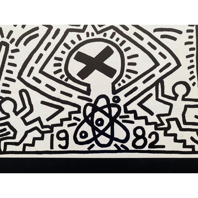 Black Keith Haring Vintage 1982 Lithograph Print " Nuclear Disarmament " Framed Pop Art Poster For Sale - Image 8 of 15