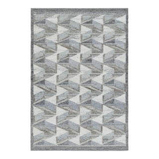 Rug & Kilim’s Scandinavian Style Outdoor Rug With Blue & Gray Geometric Pattern For Sale