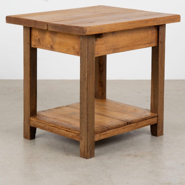 Late 19th Century Hungarian Rustic Pine Side Table With Lower Shelf For Sale - Image 14 of 14