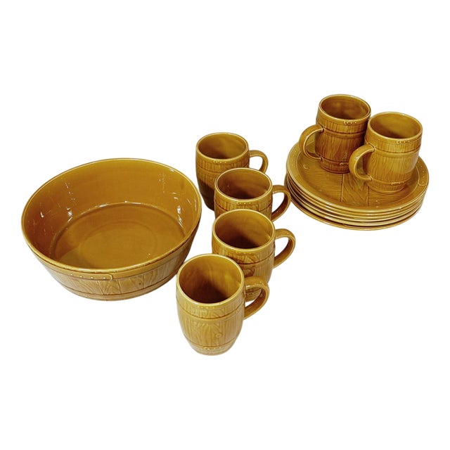 Sauerkraut Tableware from Gien, France, Set of 13 For Sale