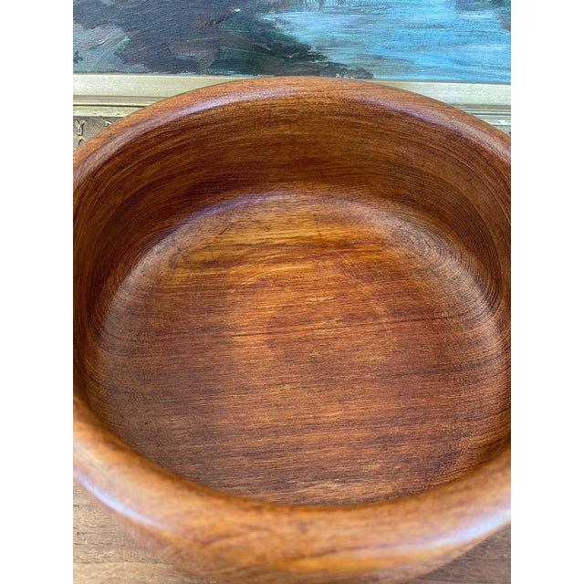 Vintage Hand-Turned Decorative Teak Wood Bowl by Winesome, Made in Thailand For Sale In Seattle - Image 6 of 7