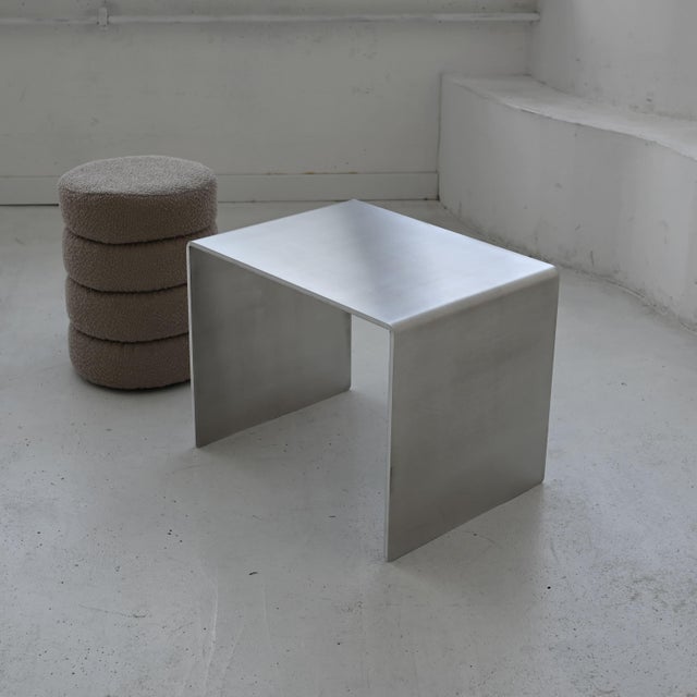 Brushed Aluminum Side Table by Veliento For Sale - Image 12 of 16