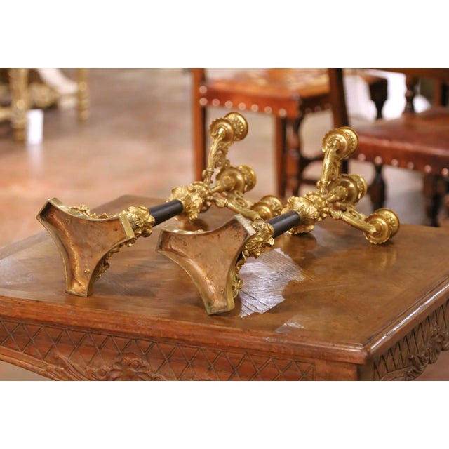 Pair of 19th C. French Empire Bronze and Patinated Brass Four-Light Candelabra For Sale - Image 10 of 10