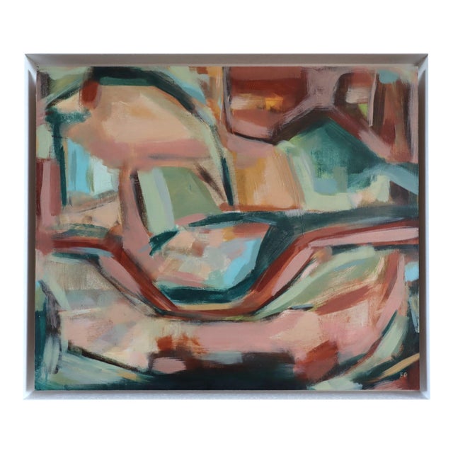 Contemporary 'Quiet Whispers' Original Abstract Acrylic Painting by British Artist Frances Daws, Framed For Sale