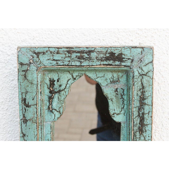 1970s Crackle Aqua Indian Arched Mirror For Sale - Image 5 of 8