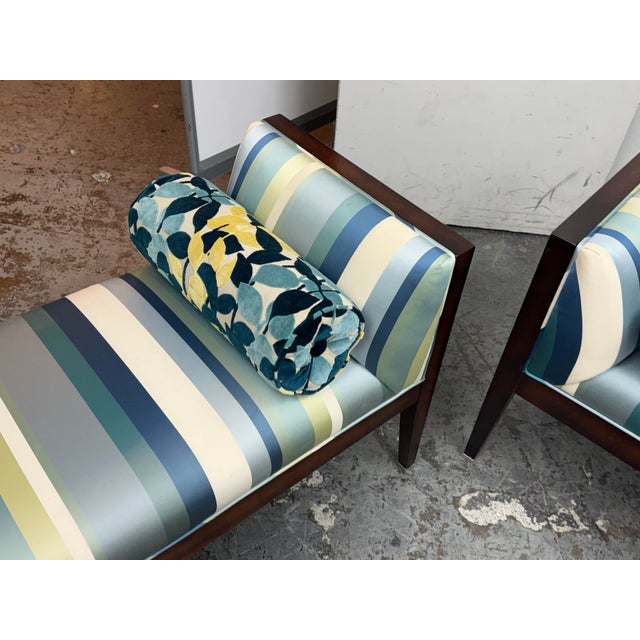 Blue Bespoke Coastal Stripe Benches, Pair For Sale - Image 8 of 12