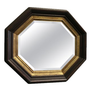 Regency Style Octagonal Black and Gilt Wall Mirror, 1990s For Sale