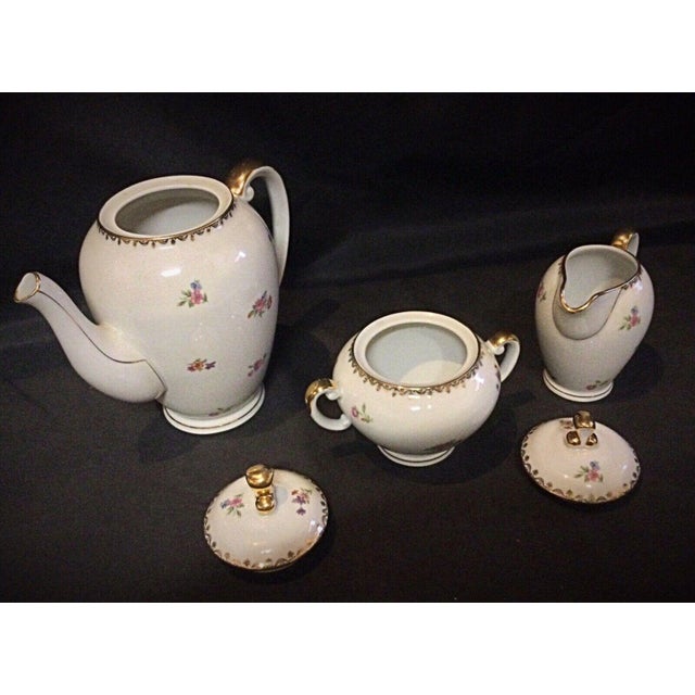 Early 20th Century Early 20th Century s.e.r France Porcelain Coffee Pot, Pitcher & Sugar Bowl Set- 3 Pieces For Sale - Image 5 of 9