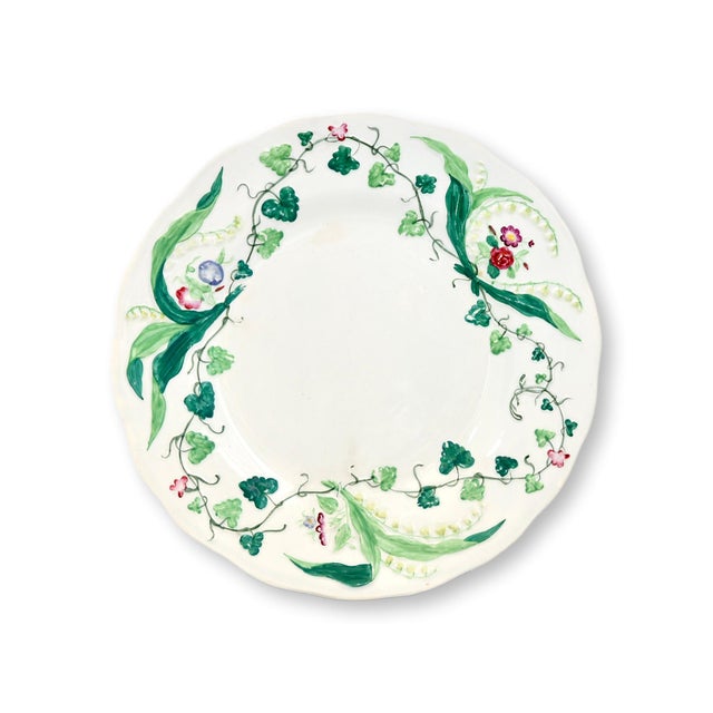 Extremely rare set of 8 antique Creil et Montereau Muguet Lily of the Valley plates, France, early 19th century. Decorated...