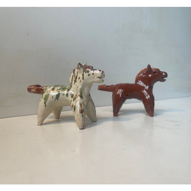 Antique Glazed Horse Terracotta Whistles, 1920s, Set of 2 For Sale - Image 3 of 8