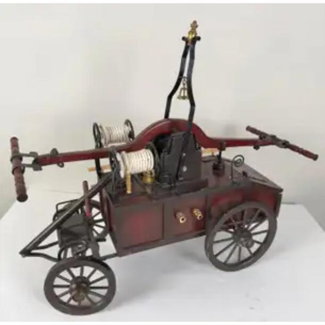 19th C Antique Iron & Wood Fire Engine Large Model or Sculpture For Sale - Image 12 of 13