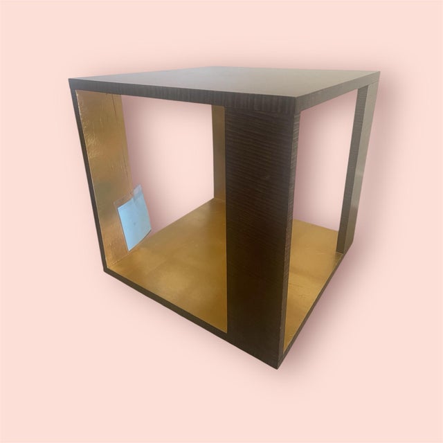 Theodore Alexander Metallic Signature Side Table Gold Leaf Platinum Sycamore Bunching For Sale - Image 9 of 12