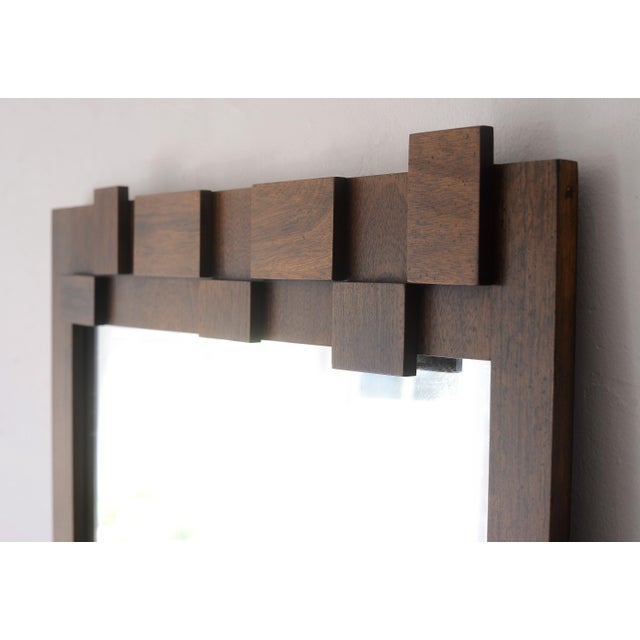 MCM Lane Brutalist Staccato Lowboy Dresser & Mirror Set For Sale - Image 17 of 18