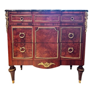 French Marble Top Three Drawer Commode For Sale
