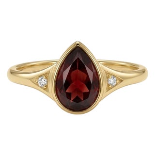 Garnet & Cubic Zirconia Statement Ring, Wedding Engagement Ring for Woman Us 7 For Sale