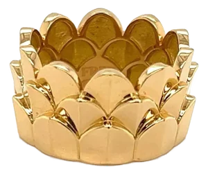 Fred of Paris 18k Yellow Gold 12mm Wide 3 Tier Crown Band Ring Size 8