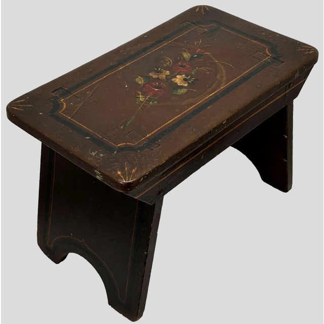 This Really is an Exceptionally Nice Looking Antique American Victorian Folk Art Fireside Stool - Footstool. Circa Late...