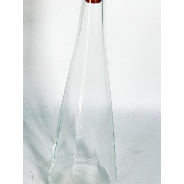 1970s Vintage Art Glass Bottles with Orange-Brown Stoppers, France, 1970, Set of 3 For Sale - Image 5 of 11