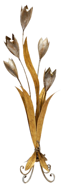 Gilded Floral Floor Lamp by Hans Kögl, Germany, 1960s