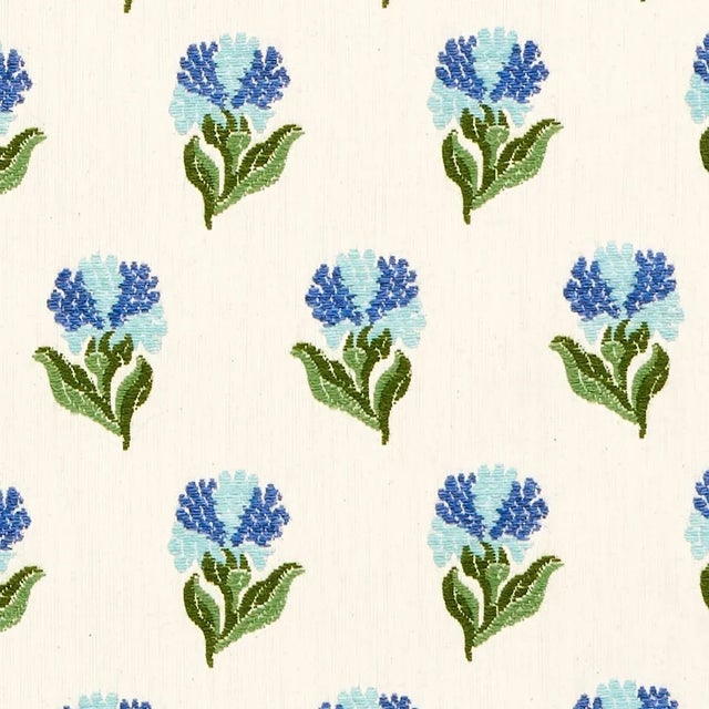 Schumacher Sample - Schumacher Rosina Floral Fabric in Cornflower For Sale - Image 4 of 4