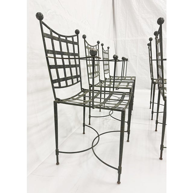 1970s Set of Six Mario Papperzini for Salterini, Iron Lattice Outdoor Armchairs, Attributed For Sale - Image 10 of 18