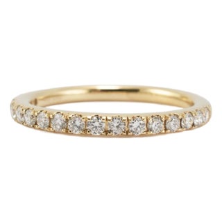 14k Yellow Gold 0.34ct Round Brilliant Lab Grown Diamond Half Eternity Band, Size 5.5 For Sale