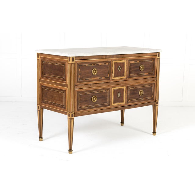 18th Century 18th Century Italian Neoclassical Inlaid Chest of Drawers, Set of 2 For Sale - Image 5 of 13