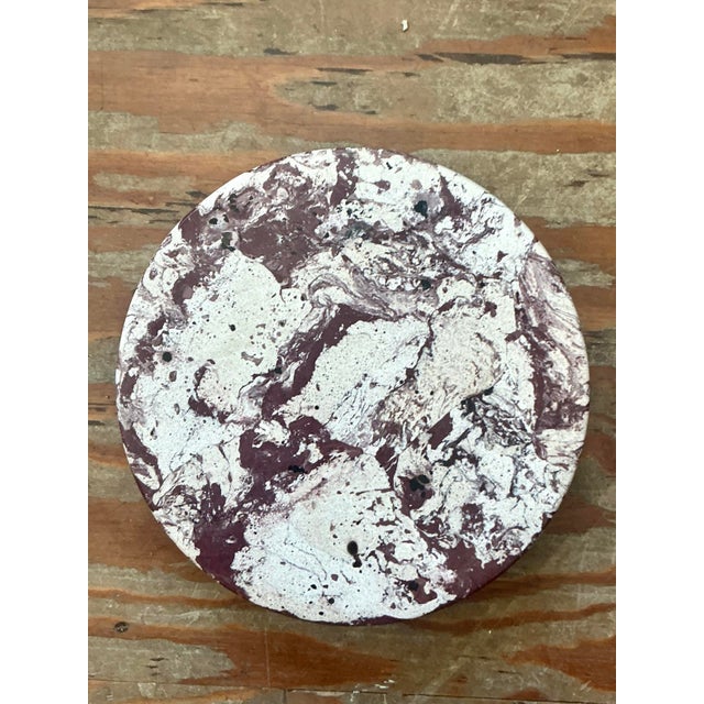 Contemporary Boho Artisan Pigmented Plaster Scagliola Plinth For Sale - Image 3 of 12