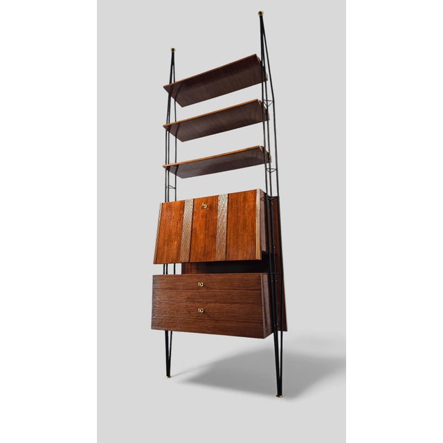 Mid-Century Italian Wall Unit Bookcase with Cabinet Bar, 1960s For Sale - Image 13 of 18