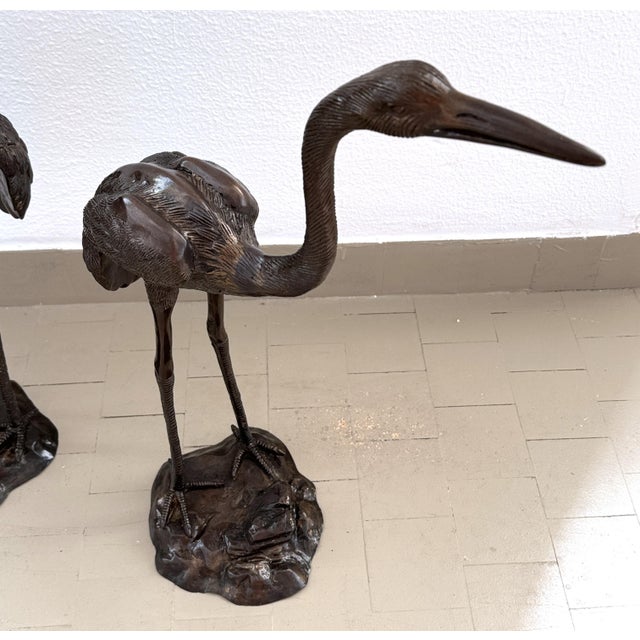 Large Burnished Brass Heron Sculptures, Italy, 1970, Set of 2 For Sale - Image 12 of 18