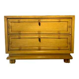 Vintage Chinoiserie Faux Bamboo Two Drawer End Table by American of Martinsville For Sale