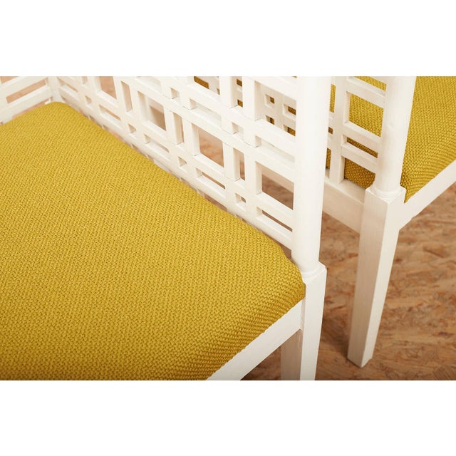 White Armchairs in Wooden Frame, Set of 2 For Sale - Image 8 of 13