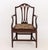 George III Style Mahogany Arm Chair, with openwork back splat and burgundy and floral needlepoint drop seat. 38" H x...