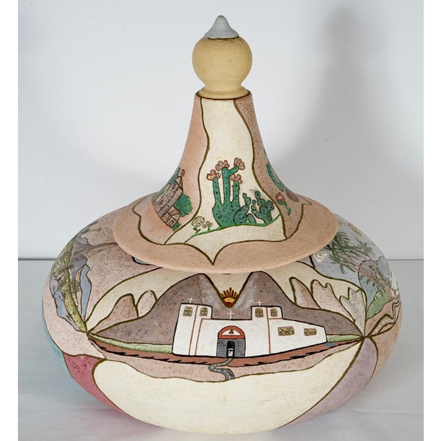 Mexican 1970s Mexican Ceramic Vase With Top For Sale - Image 3 of 10