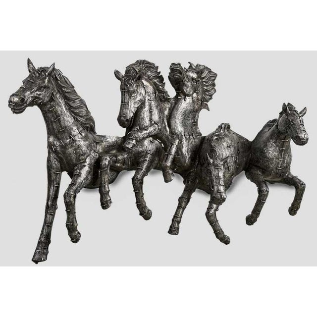 Metal Galloping Horses Wall Sculpture in Burnished Cast Aluminum For Sale - Image 7 of 8