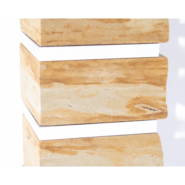Tan Sandstone and Acrylic Sculpture by Anna Lee Chalos-McAleese For Sale - Image 8 of 8