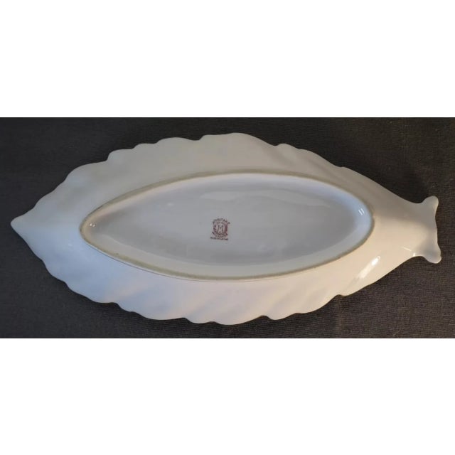 Noritake 1920's Japanese Noritake Morimura Porcelain Hand Painted Celery Motif Leaf Dish For Sale - Image 4 of 5