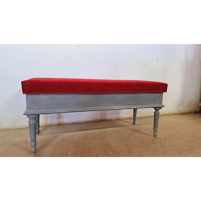 Upholstered Wooden Bench, 2010s For Sale - Image 3 of 9